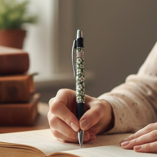 Vintage Salie Bloemige Aangepaste Initialen  Pen