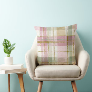 Vintage Salie en Roze Aquarel Kussen