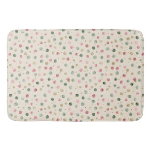 Vintage Salie en Roze Stippenpatroon Waterverf Badmat