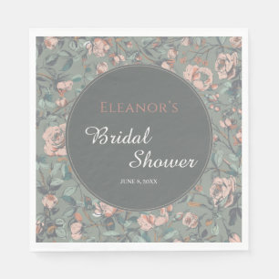 Vintage Salie Groen Stof Rose Bruidsdouche  Servet