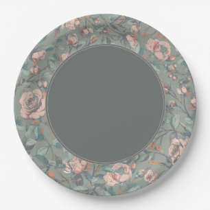 Vintage Salie Groen Stof Roze Bruidsdouche Papieren Bordje