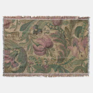 Vintage Salie Mauve 1918 Botanisch Patroon Deken