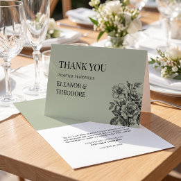 Vintage saliegroen bloem romantisch bedankkaart