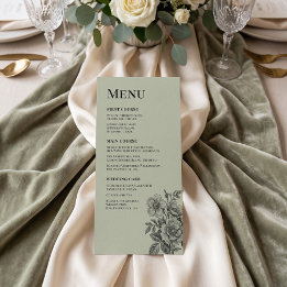 Vintage saliegroen bloem romantisch menu