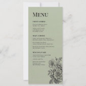 Vintage saliegroen bloem romantisch menu (Voorkant)