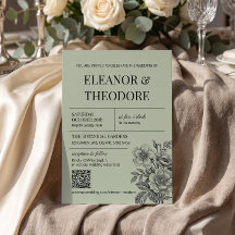 Vintage Saliegroen Bloemrijke Romantische QR Code
