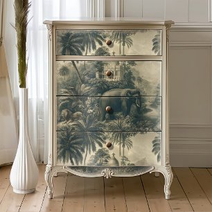 Vintage saliegroen en crèmekleurige toile olifant  tissuepapier