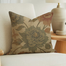 Vintage saliegroen en oranje bloemmotief