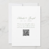 Vintage saliegroen oud geld QR-code bruiloft Kaart (Achterkant)