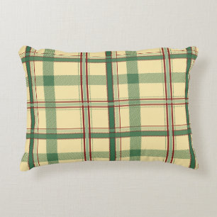 Vintage saliegroen rood geruit esthetisch accent kussen
