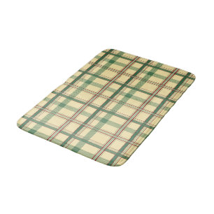 Vintage saliegroen rood geruit esthetisch badmat