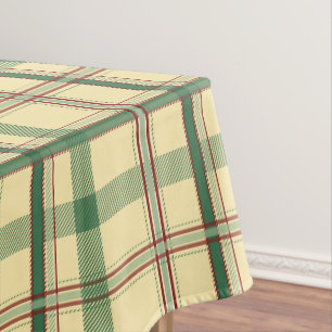 Vintage saliegroen rood geruit esthetisch tafelkleed
