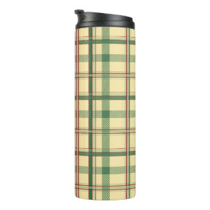 Vintage saliegroen rood geruit esthetisch thermosbeker