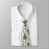 Vintage saliegroen winter toile kerst (1) stropdas (Gebonden)