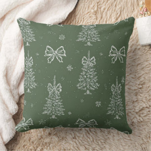 Vintage saliegroen winter toile kerst (6) kussen