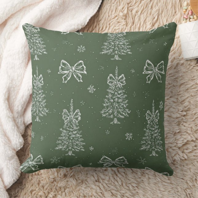 Vintage saliegroen winter toile kerst (6) kussen (Deken)
