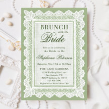 Vintage Saliegroen Witte Kant Bruidsborrel Brunch