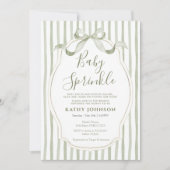 Vintage saliegroene babysprinkle boog lint kaart (Voorkant)