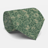 Vintage saliegroene botanische halsdoek stropdas (Opgerold)