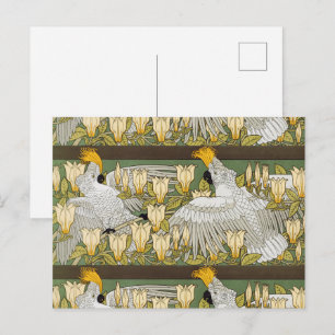 Vintage saliegroene kaketoe papegaai magnolia kuns briefkaart