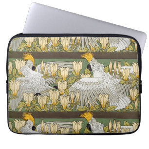 Vintage saliegroene kaketoe papegaai magnolia kuns laptop sleeve