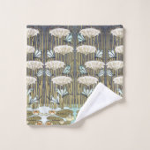 Vintage saliegroene Libelle & Lelie Kunst Bad Handdoek (Wasdoekje)