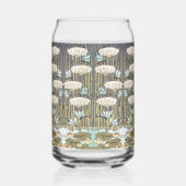 Vintage saliegroene Libelle & Lelie Kunst Blikvorm Glas (Achterkant)