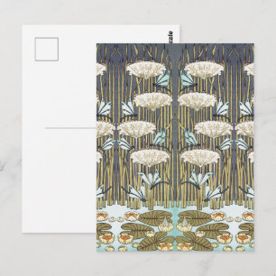 Vintage saliegroene Libelle & Lelie Kunst Briefkaart