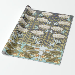 Vintage saliegroene Libelle & Lelie Kunst Cadeaupapier