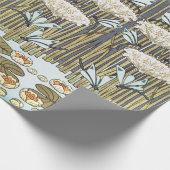 Vintage saliegroene Libelle & Lelie Kunst Cadeaupapier (Hoek)