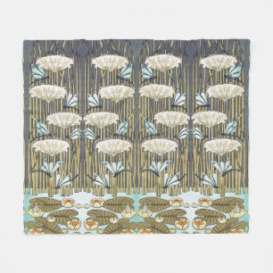 Vintage saliegroene Libelle & Lelie Kunst Fleece Deken