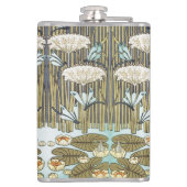 Vintage saliegroene Libelle & Lelie Kunst Heupfles (Achterkant)