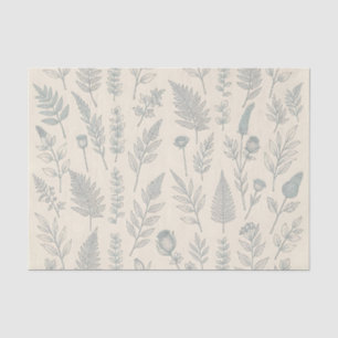 Vintage saliegroene varens wilde bloemen botanisch tissuepapier