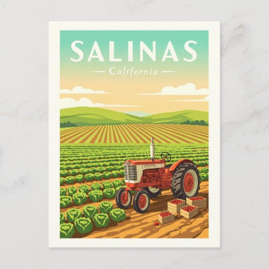 Vintage Salinas California Briefkaart (Voorkant)