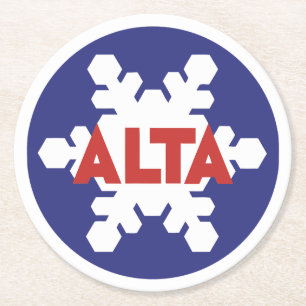 Vintage Salt Lake City, Alta Skigebied Utah cadeau Ronde Kartonnen Onderzetter