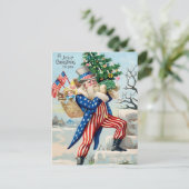 Vintage  Sam Santa Kerstmis Briefkaart (Staand voorkant)