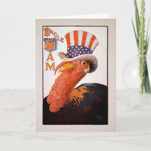 Vintage Sam Turkey Thanksgiving Card Feestdagen Kaart