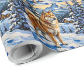 Vintage Samoyed in Alpine Christmas Landscape Cadeaupapier (Rol Hoek)