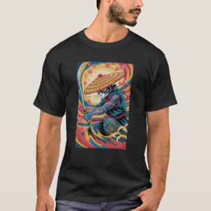 Vintage Samurai Kat Krijger Japanse Kunst T-shirt