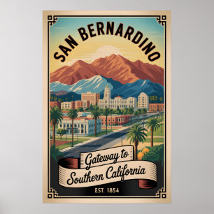 Vintage San Bernardino Californië Retro Reizen Poster