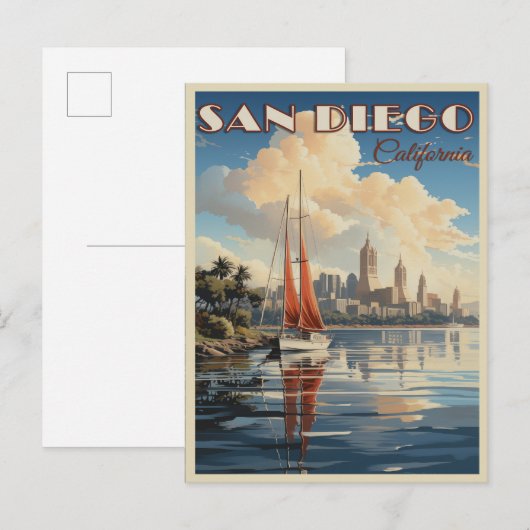 Vintage San Diego, Californië Briefkaart (Voorkant / Achterkant)