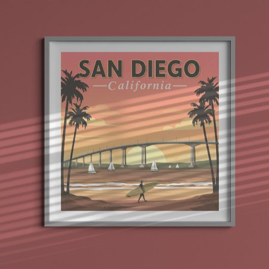 Vintage San Diego Californië Poster
