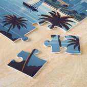 Vintage San Diego skyline with sailboats Legpuzzel (Zijkant)