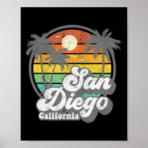 Vintage San Diego Strand Californië Surfen Retro S Poster
