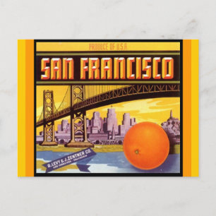 Vintage San Francisco Brand Fruit Citrus Briefkaar Briefkaart