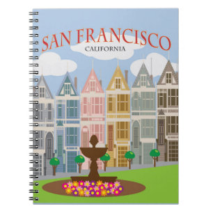 Vintage San Francisco Briefkaart Row Notitieboek