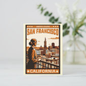 Vintage San Francisco, CA balkon uitzicht cadeaus Briefkaart (Staand voorkant)