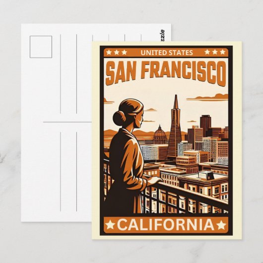Vintage San Francisco, CA balkon uitzicht cadeaus Briefkaart (Voorkant / Achterkant)