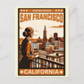 Vintage San Francisco, CA balkon uitzicht cadeaus Briefkaart (Voorkant)