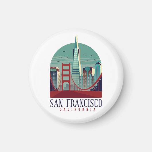 Vintage San Francisco Cityscape Magneet (Voorkant)